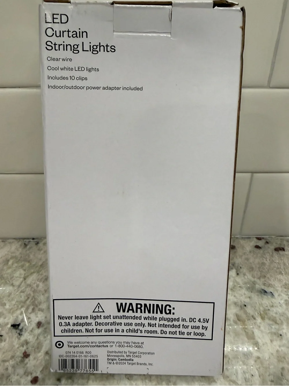 Room Essentials White Curtain String Lights With Photo Clips - NIB